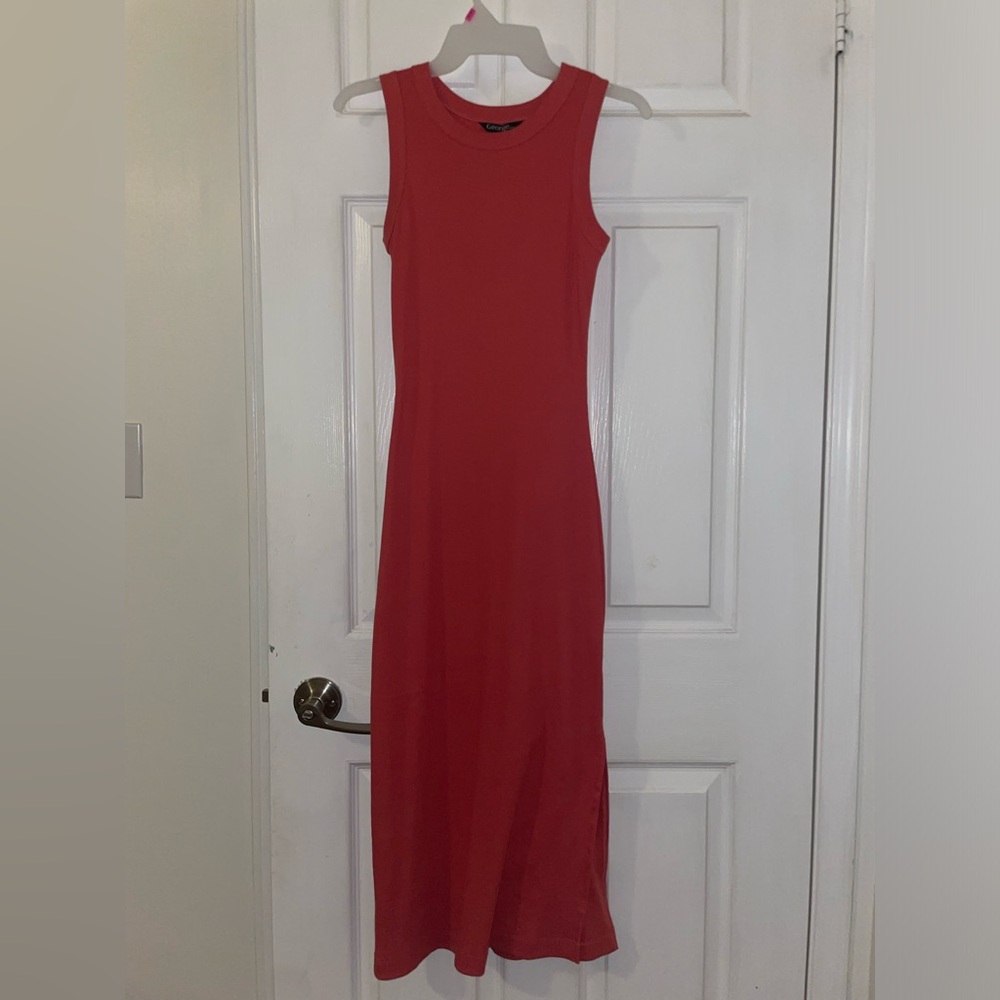 Orange Rib Tank Dress